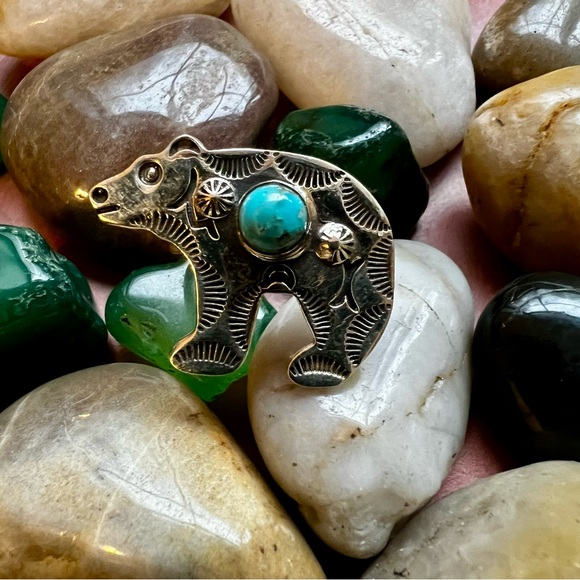 Sterling Silver Southwestern Bear Ring With Adjustable Band